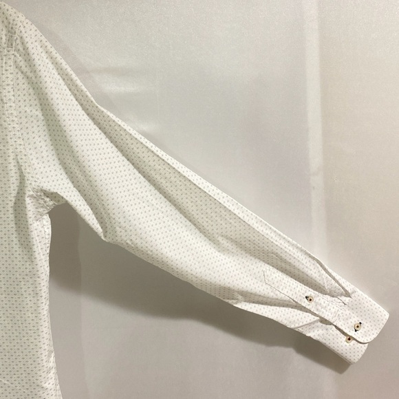Zara Man Men's Medium White Patterned Slim Fit Button Down Dress Shirt - Picture 8 of 11